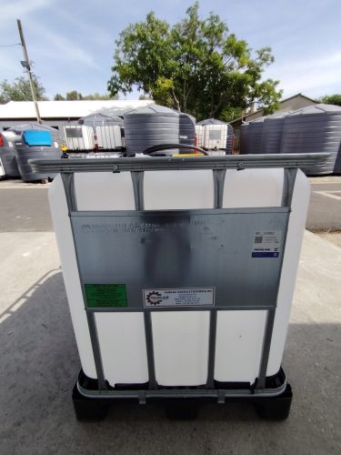 UN 1000 literes IBC tartály fém csap, MECLUBE 12V 45 l/p GÁZOLAJ kimérő szett, mechanikus mérőóra, 6 m nyomótömlő, automata pisztoly, ADR tanúsítvány