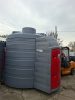 Dupla falú 10000 l FUDPS gázolajtartály front/levezetett töltéssel, 230V 70 l/p szivattyú, mechanikus mérőóra, 10 µ víz- és szennylev. szűrőkészlet,  úszós szintjelző, tömlődob 10 méteres 3/4"-os tömlővel, automata pisztoly