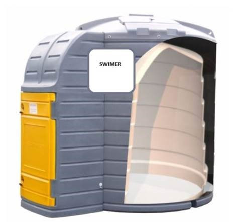Duplafalú 7500 l FUDPS gázolaj tartály FRONT/LEVEZETETT töltéssel, 230V 70 l/p szivattyú, mechanikus mérőóra, 10 µ szűrőkészlet, 8 m nyomótömlő, automata pisztoly, rádiós szintjelző