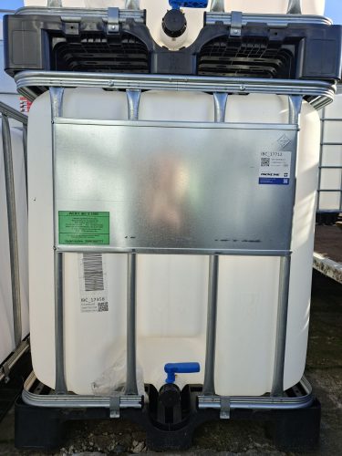 S 1000 literes, műanyag IBC tartály, víz és adblue szállítására NA50 fix szeleppel, DN 150-es fedéllel - ÚJ