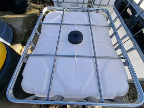 S 1000 literes, műanyag IBC tartály, víz és adblue szállítására NA50 fix szeleppel, DN 150-es fedéllel - ÚJ