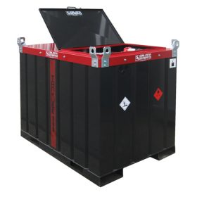   TANKUBE 960 literes ADR-es fém IBC tartály gázolaj szállítására. Vízálló, ívhegesztéssel készült, homokfúvásos, porfestéses