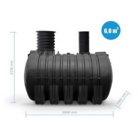   6000 literes szimpla falú PE tartály föld alatti kivitel 1 db 440 mm-es kivezető nyílás // PE tank 6000 liter 